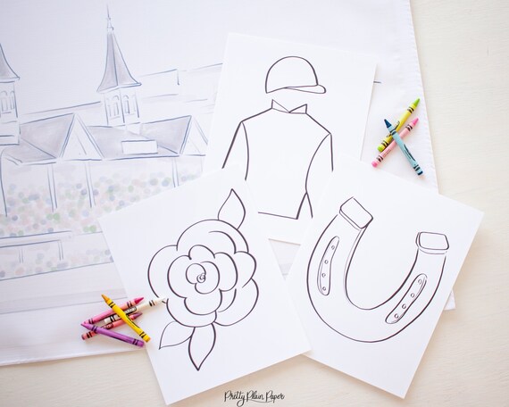 Kentucky Derby Horse Racing Printable Coloring Pages Download Etsy