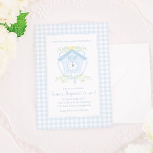 Invitation | Watercolor Cuckoo Clock Birthday | 5x7 Printable Download | Time Flies Birthday When You are Having Fun | 1st Birthday | 3008