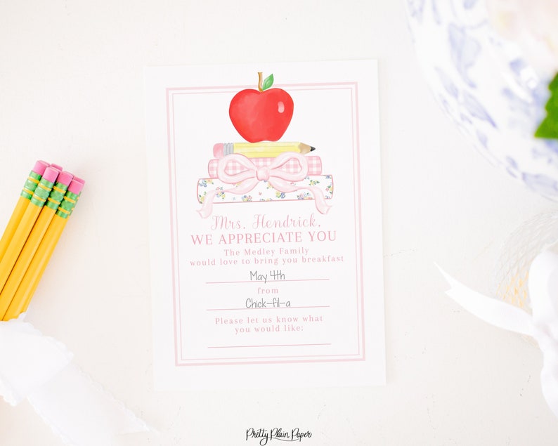 Teacher Appreciation Breakfast for the Teacher Printable Etsy