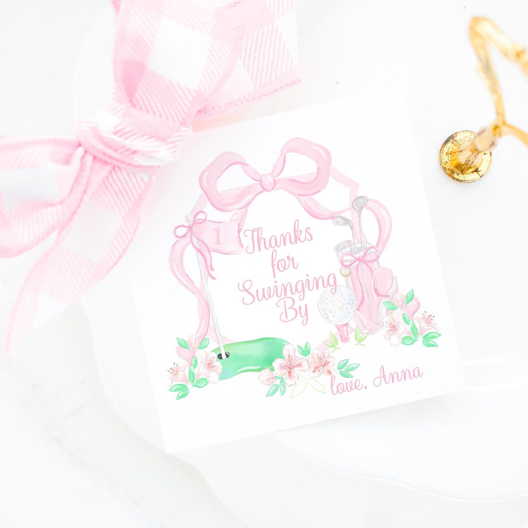 Azalea Tags Favor Tag | Azalea Pink Golf Party | 3.5x3.5 Printable | Pink Monogram ...