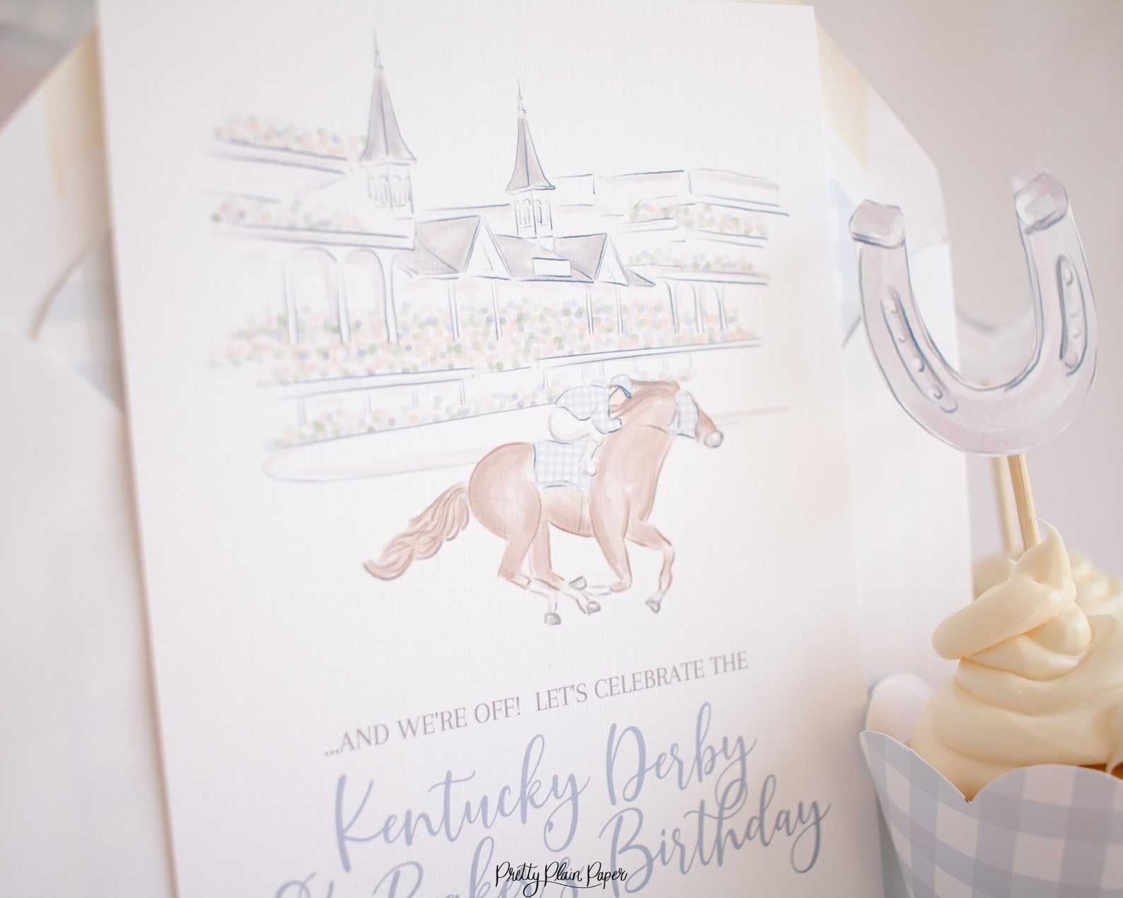 Churchill Downs Race Horse &amp; Jockey Watercolor Printable - Etsy