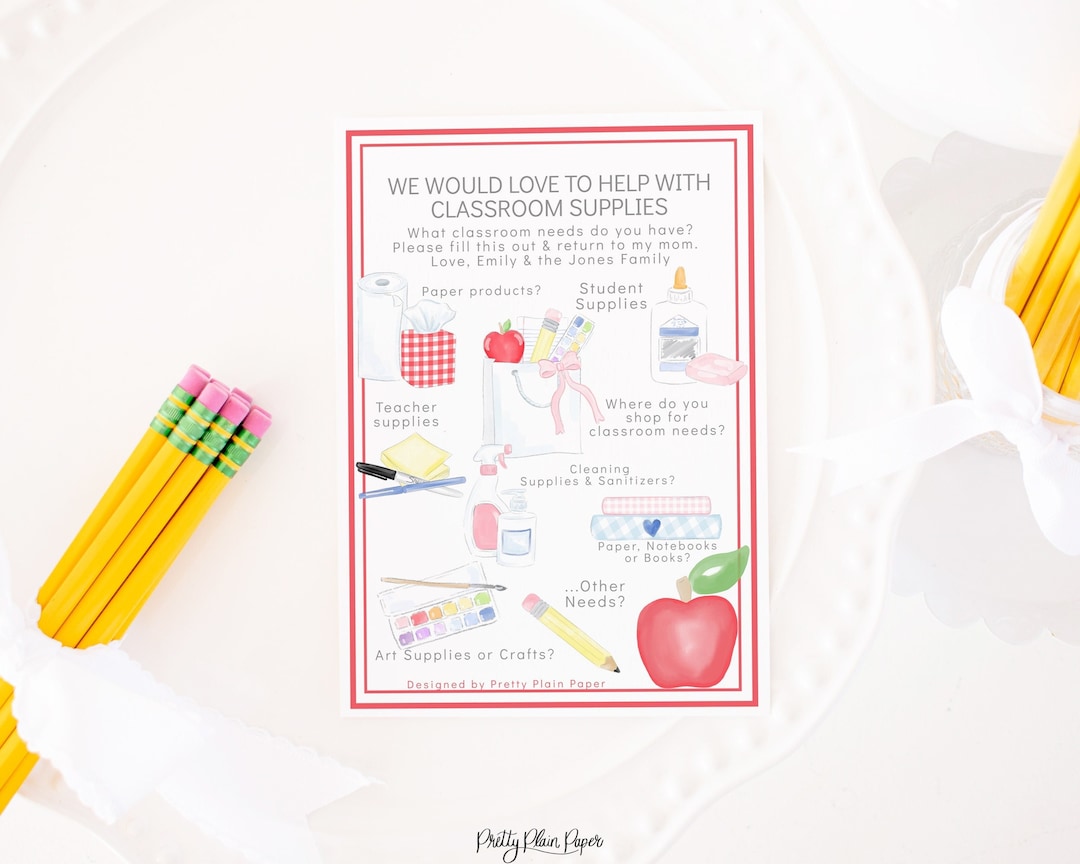 Classroom Supply Wish List Printable Teacher Supply Wish Etsy