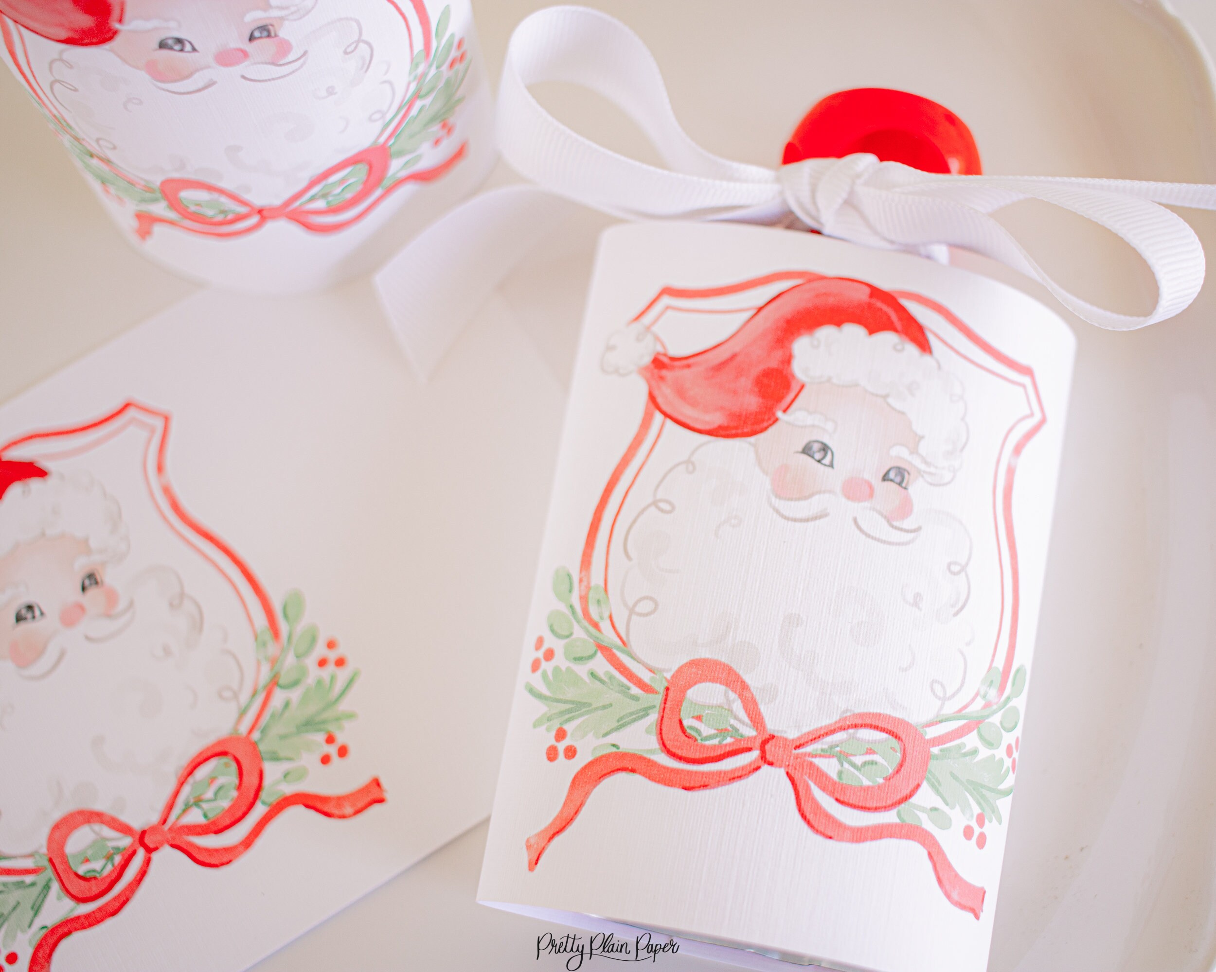 Watercolor Santa Applesauce Pouch Printable Christmas - Etsy