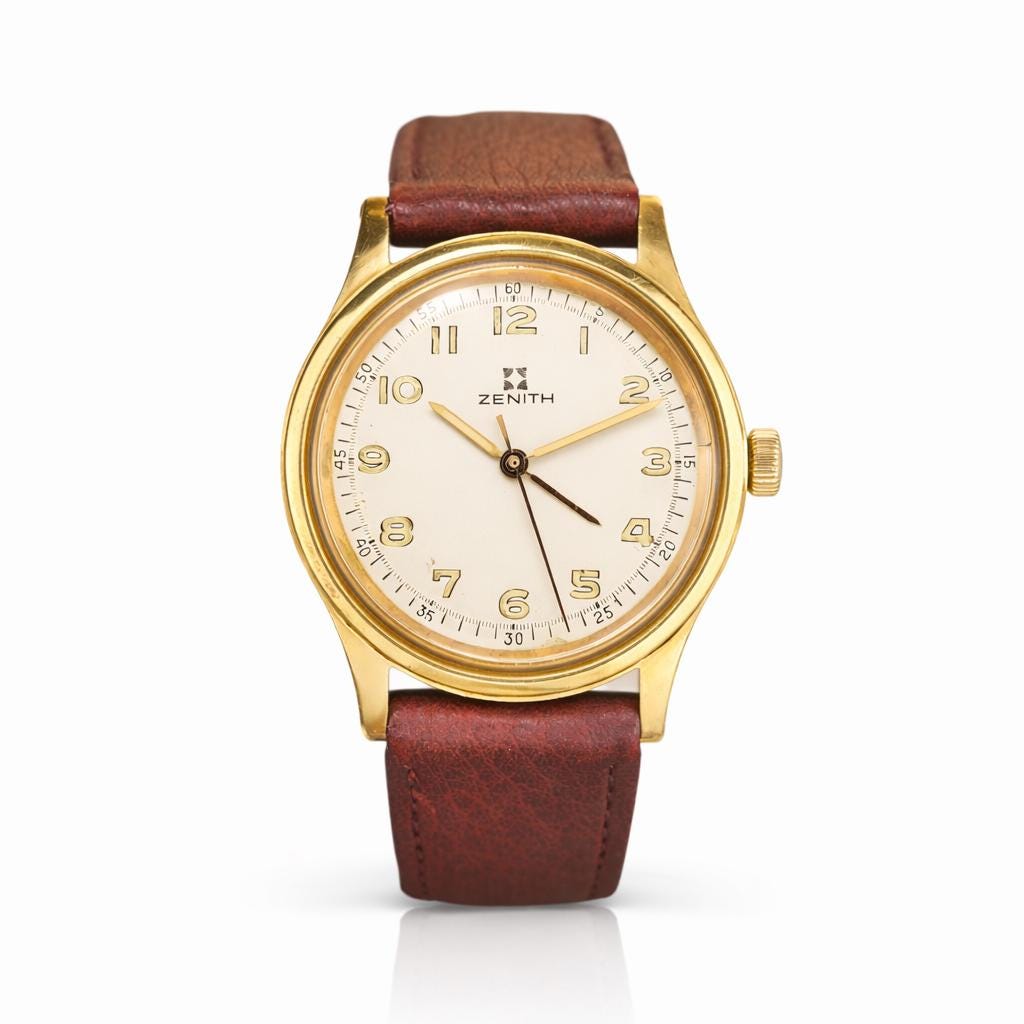 Zenith Solid 18K Gold 750 Watch 1970s Swiss Quartz Serviced | Ref