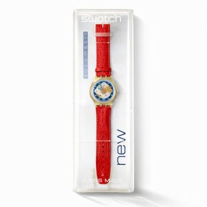 Swatch Automatic Red Ahead SAK101 1992 NOS Oanvänd | Mekaniskt urverk 23 juveler skeletturtavla Schweizisk tillverkning
