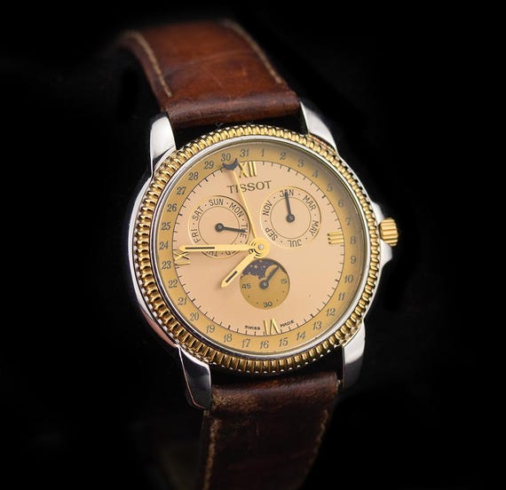 ティソ TISSOT ムーンフェーズ ティソ 1990年代 - ムーンフェイズと日付表示付きクォーツ