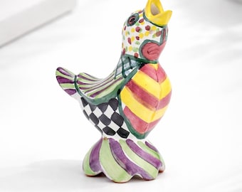 MacKenzie Childs Pie Bird Piccadilly Hand Painted Ceramic Pie Vent Funnel Kitchen Collector Decor