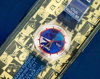 Swatch Club Watch 01/02 カラフルデザイン Swatch Club Special Gent Access Lucky 7 SKZ116 1998 Watch - 90s