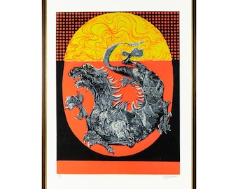 Serigrafia a colori su carta di Aldo Borgonzoni firmata e numerata 37/40 - 47x67 cm