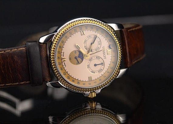 Tissot 1990s - Quartz With Moon Phases and Date Display - Sapphire