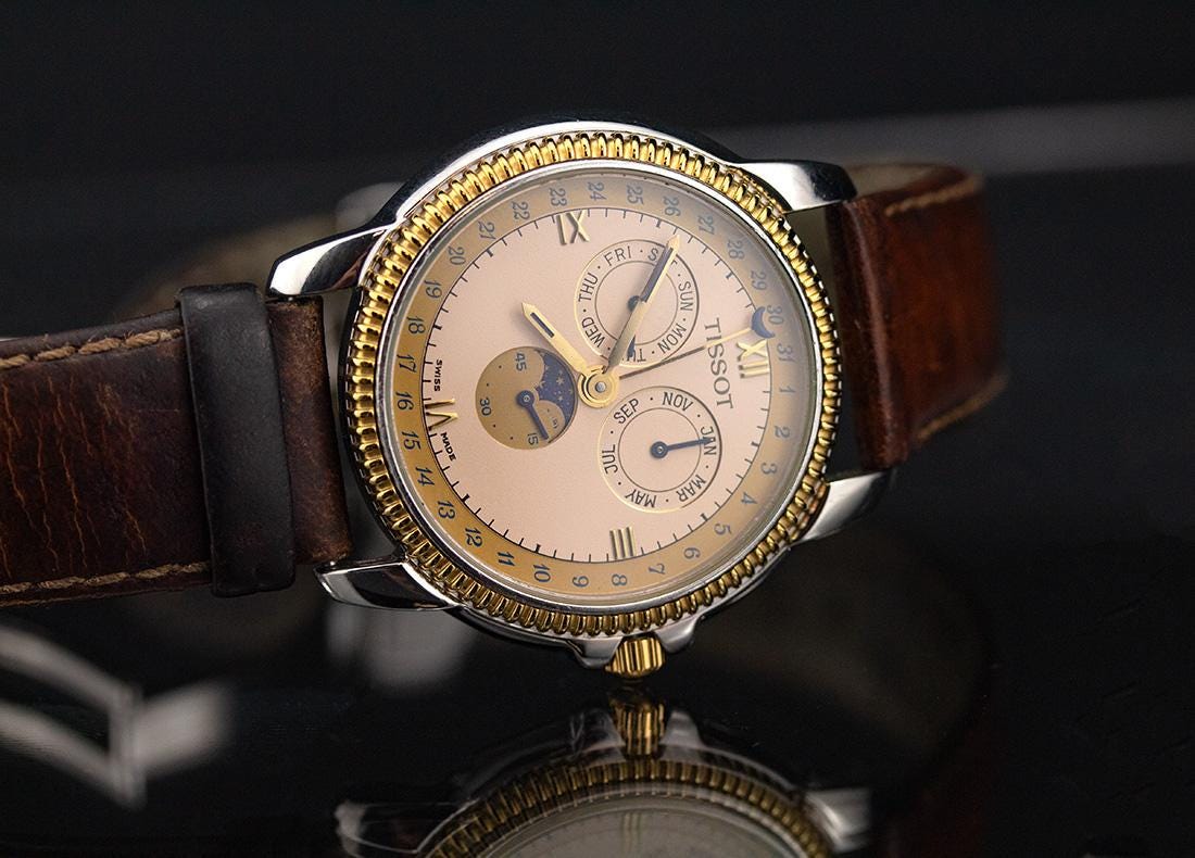 ティソ 1990年代 - ムーンフェイズと日付表示付きクォーツ