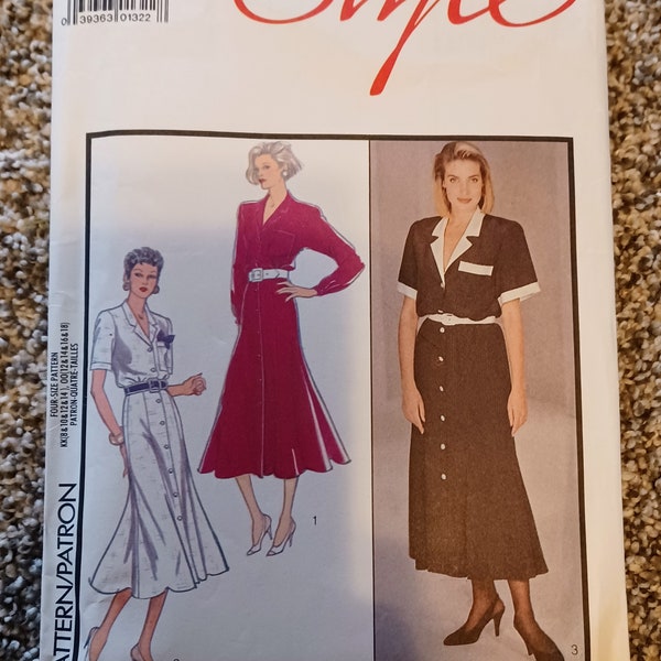 CLEARANCE Style 1006 Sewing Pattern Button-Down Dress Miss Sizes 8 - 14 Uncut