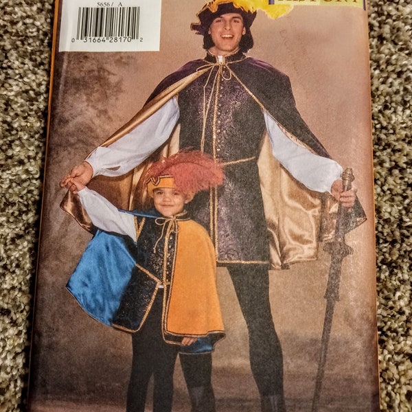 Vintage Butterick 5656 Pattern Renaissance Costume Men's XS - XL Uncut