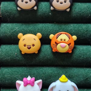 6 Pc Set Dress It Up Disney Plastic Buttons Tsum Tsum Faces Mickey Minnie Pooh Tigger Dumbo Marie