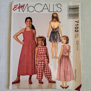 Vintage McCalls 7102 Sewing Pattern: Children&#39;s Dress, Jumper, Romper - Uncut