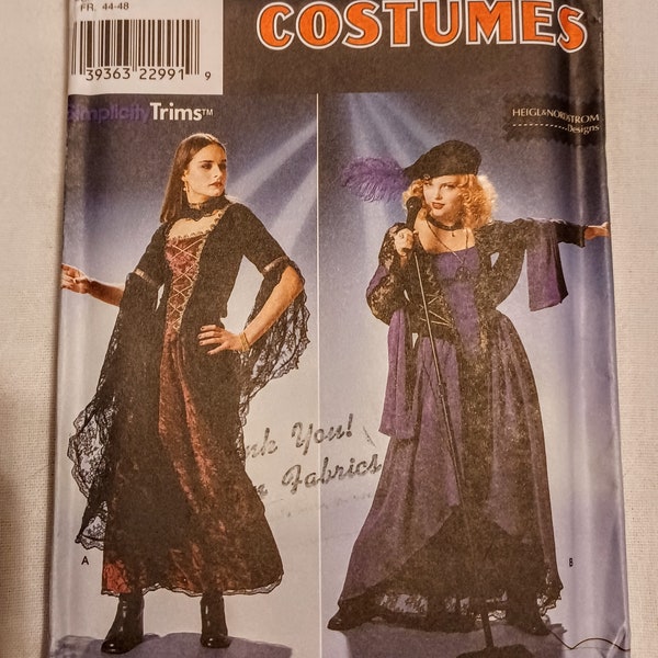 Vintage Simplicity 8750 Heigl & Nordstrom Design Costume Bodice and Skirt Miss Size 16, 18, 20 Uncut Pattern