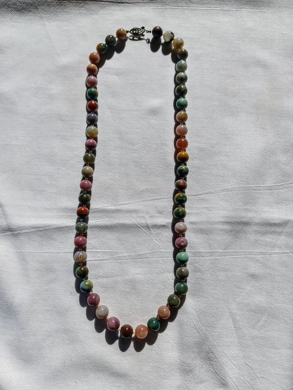 Multi-Colored Fancy Jasper 10 mm Beaded Necklace w