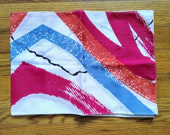 Vintage Avon Autumn Embers Scarf: Red, Orange, Blue, Black