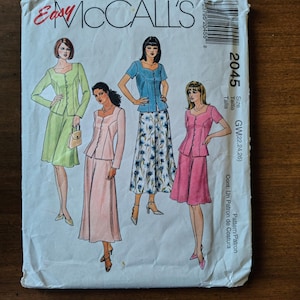 CLEARANCE Vintage McCalls 2045 Pattern Top and Skirt 2 Piece Dress Miss Sizes 22, 24, 26 Uncut