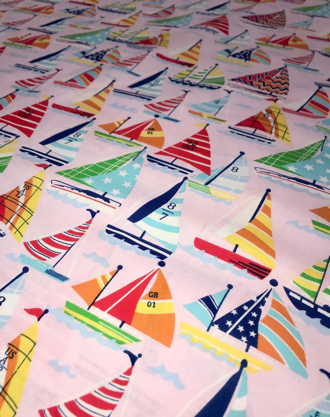 Sailboats Nautical Theme Collection 100 Cotton Fabric Etsy