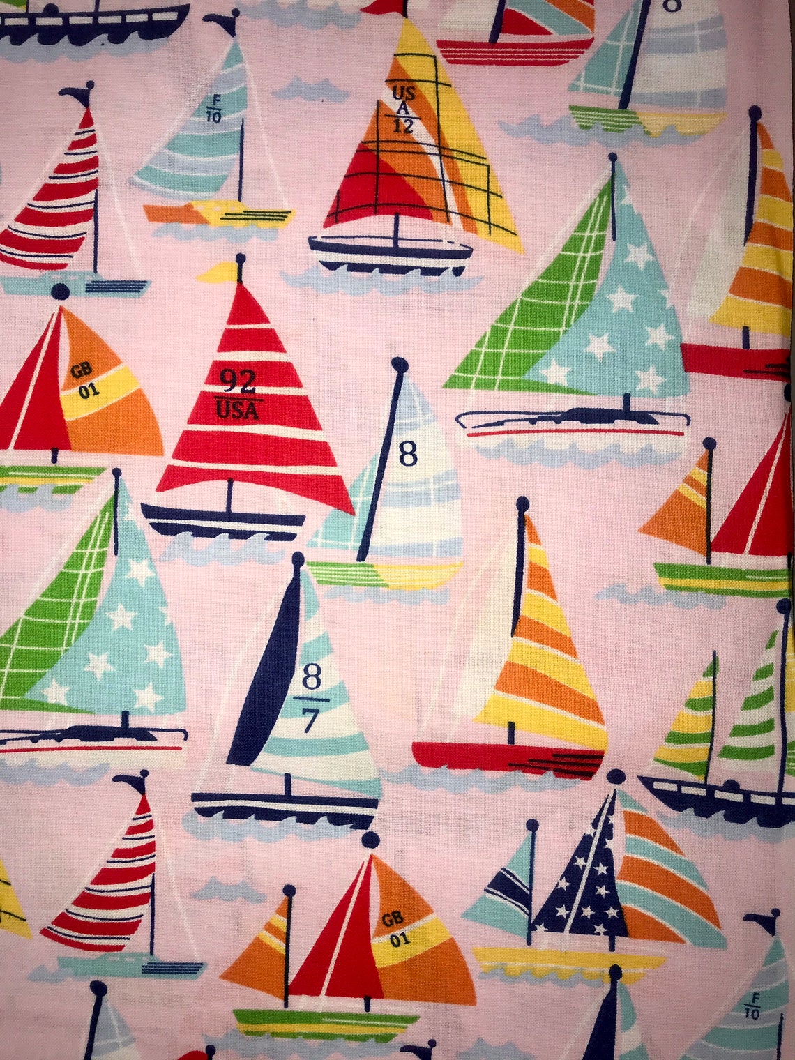 Sailboats Nautical Theme Collection 100 Cotton Fabric Etsy