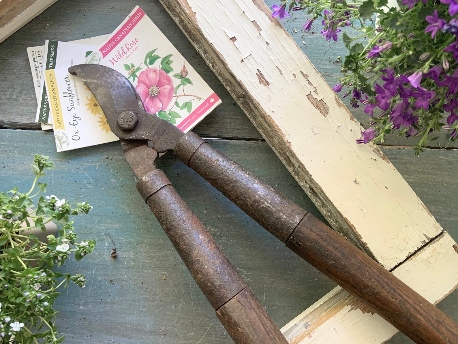 RUSTIC PRUNING SHEARS LongHandle Vintage Antique Gardening Etsy