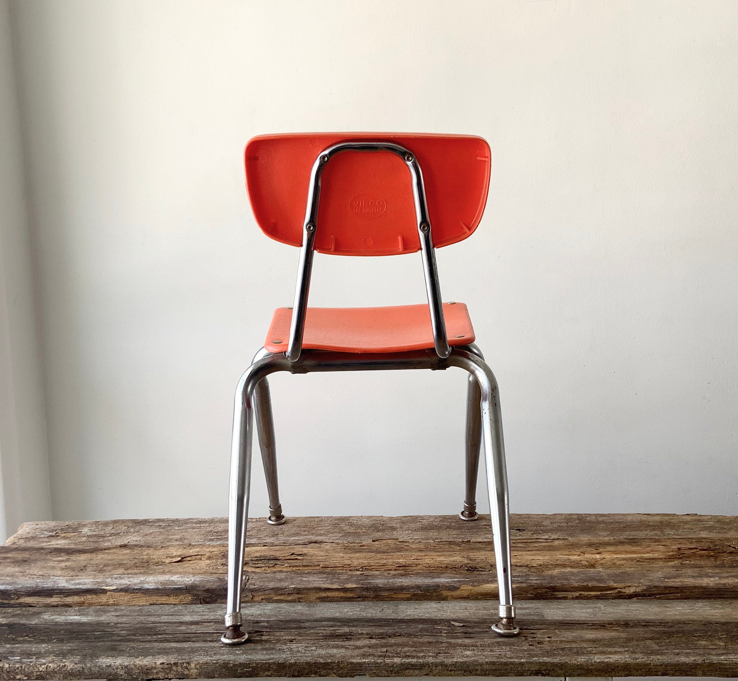 1950s OLD SCHOOL CHAIR Orange Plastic School Desk Chair with Etsy