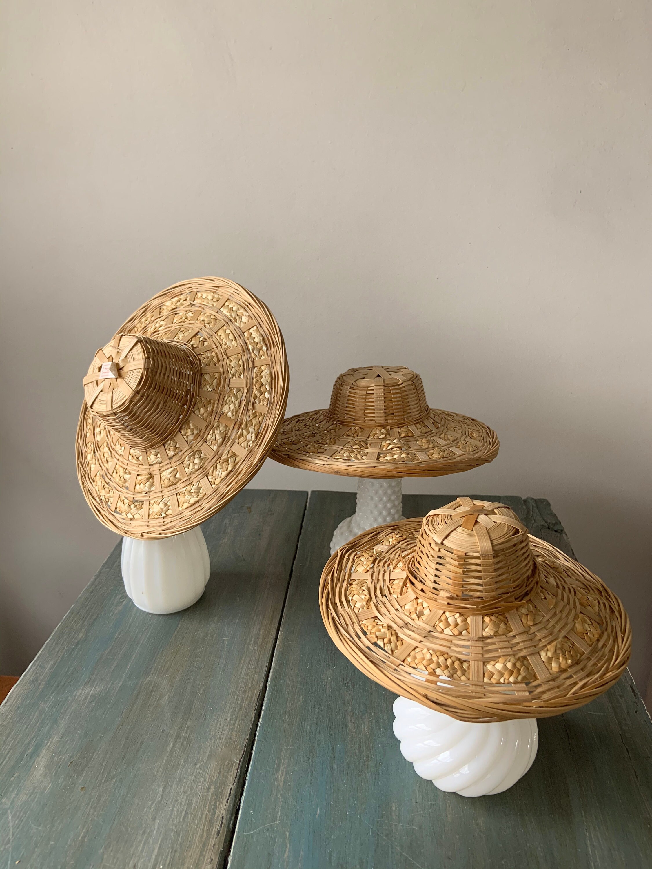 Set of Three Doll Straw Hats Boho Wall Art Crafting Etsy Sweden