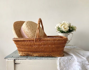 SWEET DECOR BASKET: Rectangular Wicker Basket with Handle | Flower Basket | Craft Basket | Storage Basket | Pretty Basket