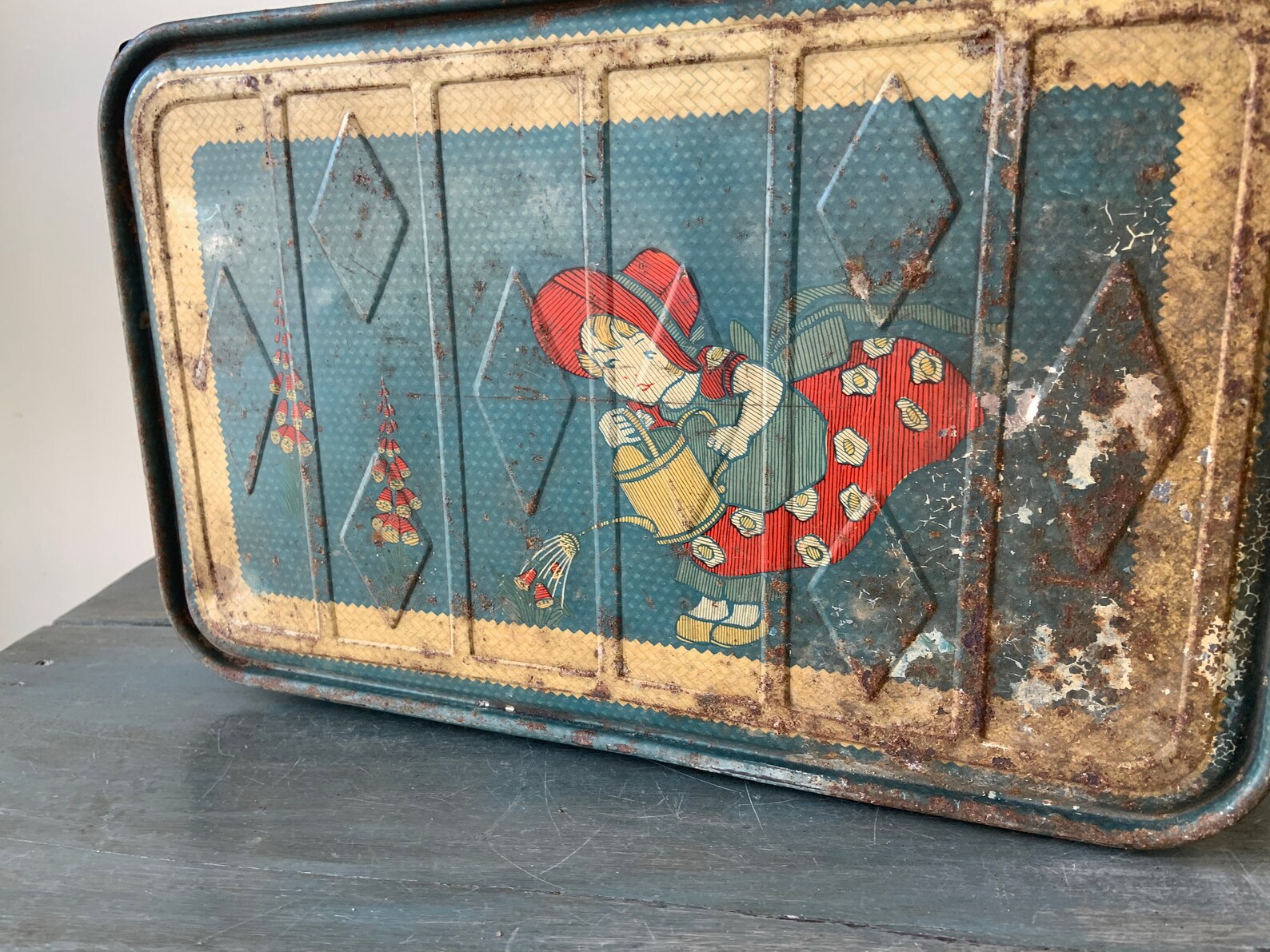 Vintage Picnic Basket Metal Box With Handles Planter Etsy