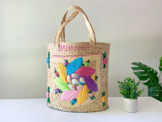 Vintage Straw Beach Bag Woven Handbag Vintage Straw Bag Weekender Bag Beach  Vacation Beach Holiday Bag - Etsy