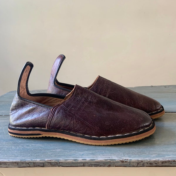 PANTOUFLES EN CUIR MAROCAIN: Chaussures Babouche berbères marocaines faites à la main | | unisexe Chaussure Femme 8 | Chaussure Homme 6.5