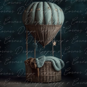 Newborn, Digital Backdrop, Digital Background, baby, boy, girl, hot air Balloon, whimsical