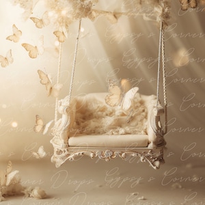 Newborn, Digital Backdrop, Digital Background, Swing, Butterflies, Romantic