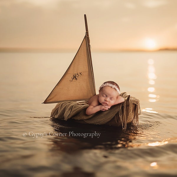 Sailboat Newborn Digital Backdrop baby boy girl