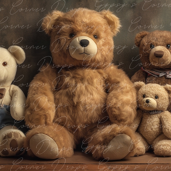 Newborn, Digital Backdrop, Digital Background, baby, boy, girl, Teddybear brown, cream, whimsical, Teddy, bear