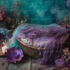Newborn, Digital Backdrop, Digital Background, baby, Girl, Mermaid, bowl, under the sea, romantic, fairytale, whimsical