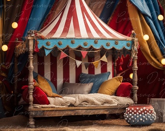 3er Set, Newborn Digital Backdrops Vintage Zirkus Themen Bett für ein Baby Mädchen oder Jungen