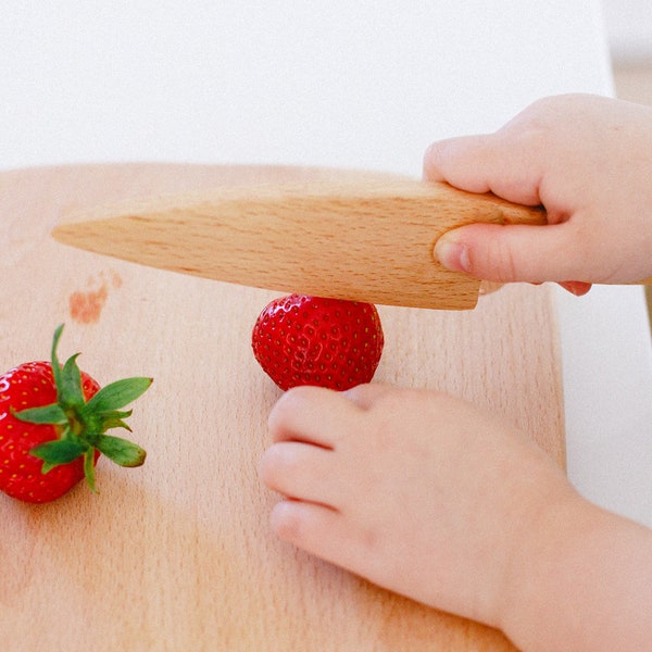 Wooden Montessori Beginner Toddler Knife, Wooden Chopper, Wooden Knife, Learn to Chop