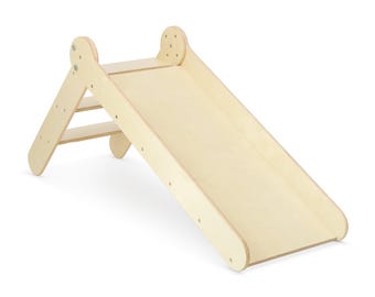 Foldable Indoor Slide Montessori, Toddlers Montessori Activity Gym, Toy At Home, Kids Slide, Kids Wooden Indoor Slide, Wooden Folding Slide
