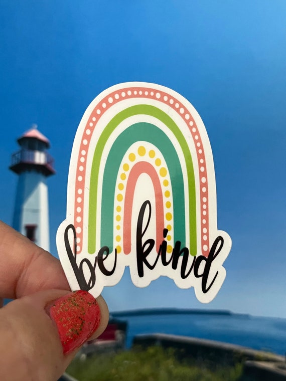 Rainbow Sticker Be Kind Rainbow Waterproof Sticker Etsy