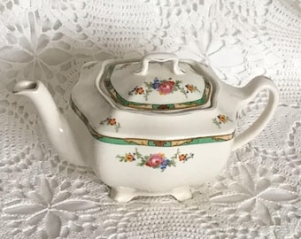 Vintage Johnson Bros Pareek Teapot | English Art Deco Floral Tea Pot | Made in England | Cottage Decor | 1930s Collectible