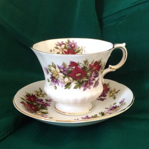 Paragon teacup and saucer set, Flower Festival Series, H
