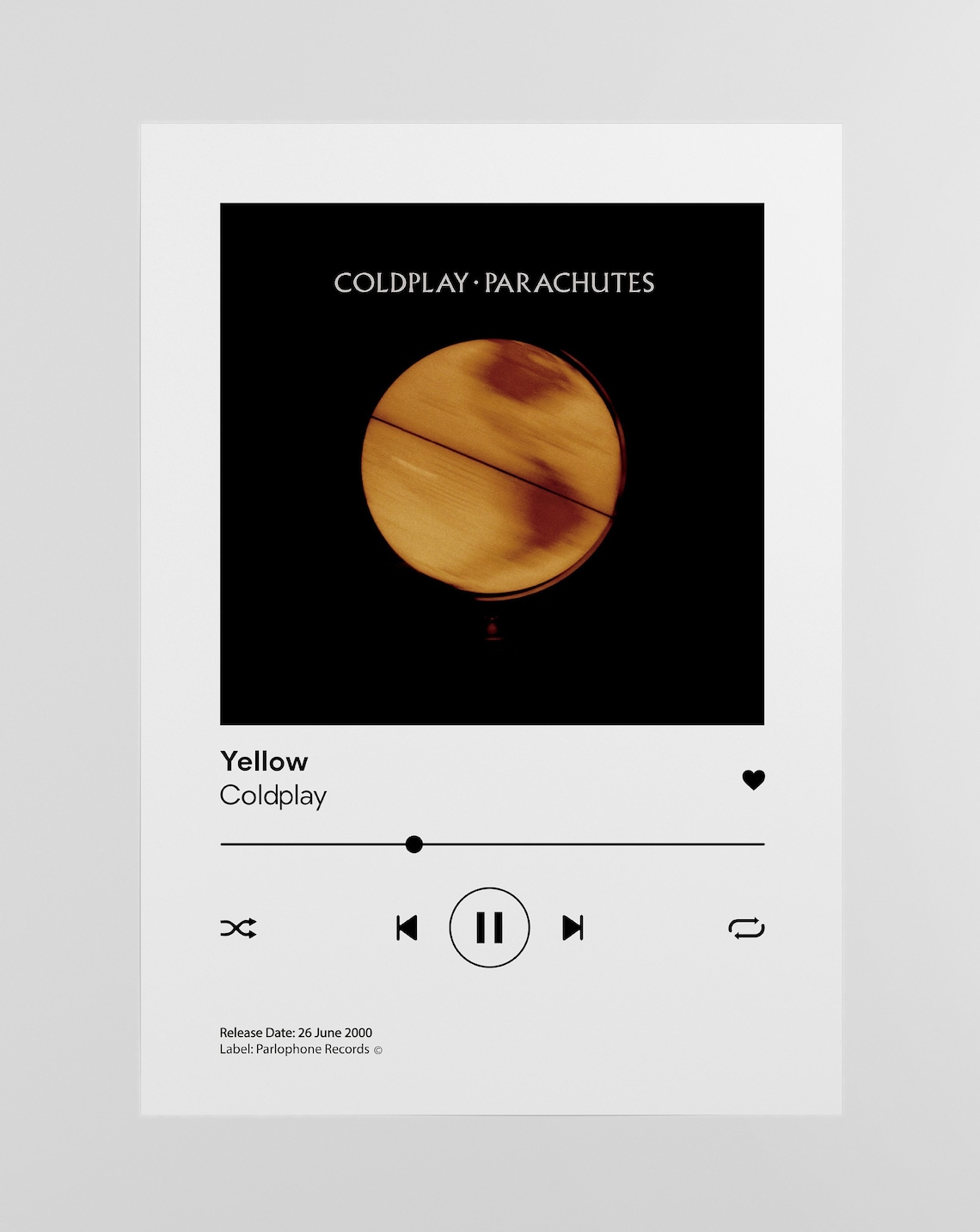 Yellow Coldplay Spotify Poster Print Music Poster Print Etsy