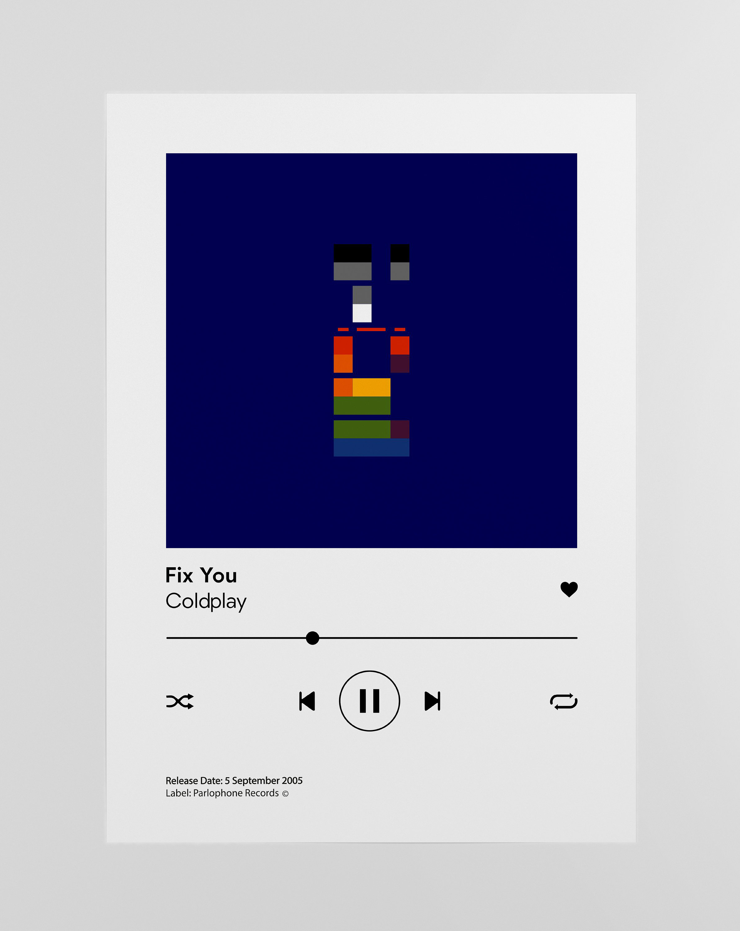 Fix You Coldplay Spotify Poster Print Music Poster Print Etsy