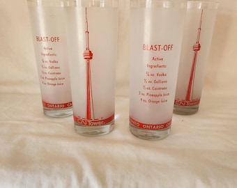 CN Tower "Top of Toronto" Blast Off Souvenir Glassware- Set of 4