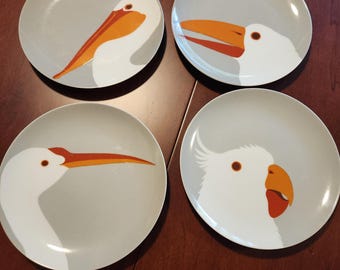 Fitz and Floyd "Birds of a Feather" Decorative Plates Set of 4