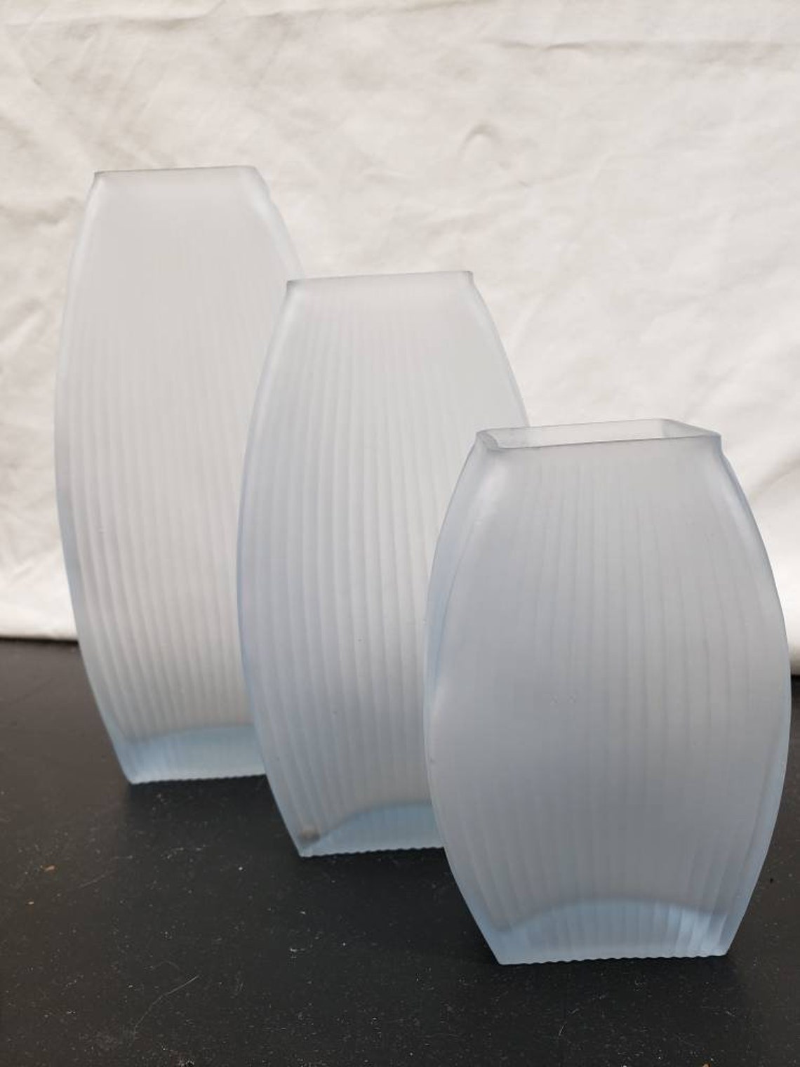 Vintage Ribbed Balos Glass Vase Set Etsy