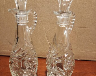 Anchor Hocking Early American Press Cut "Star of David" Oil and Vinegar Cruets