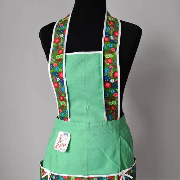 Eva Schort Vintage apron, floral print, kitchen textile